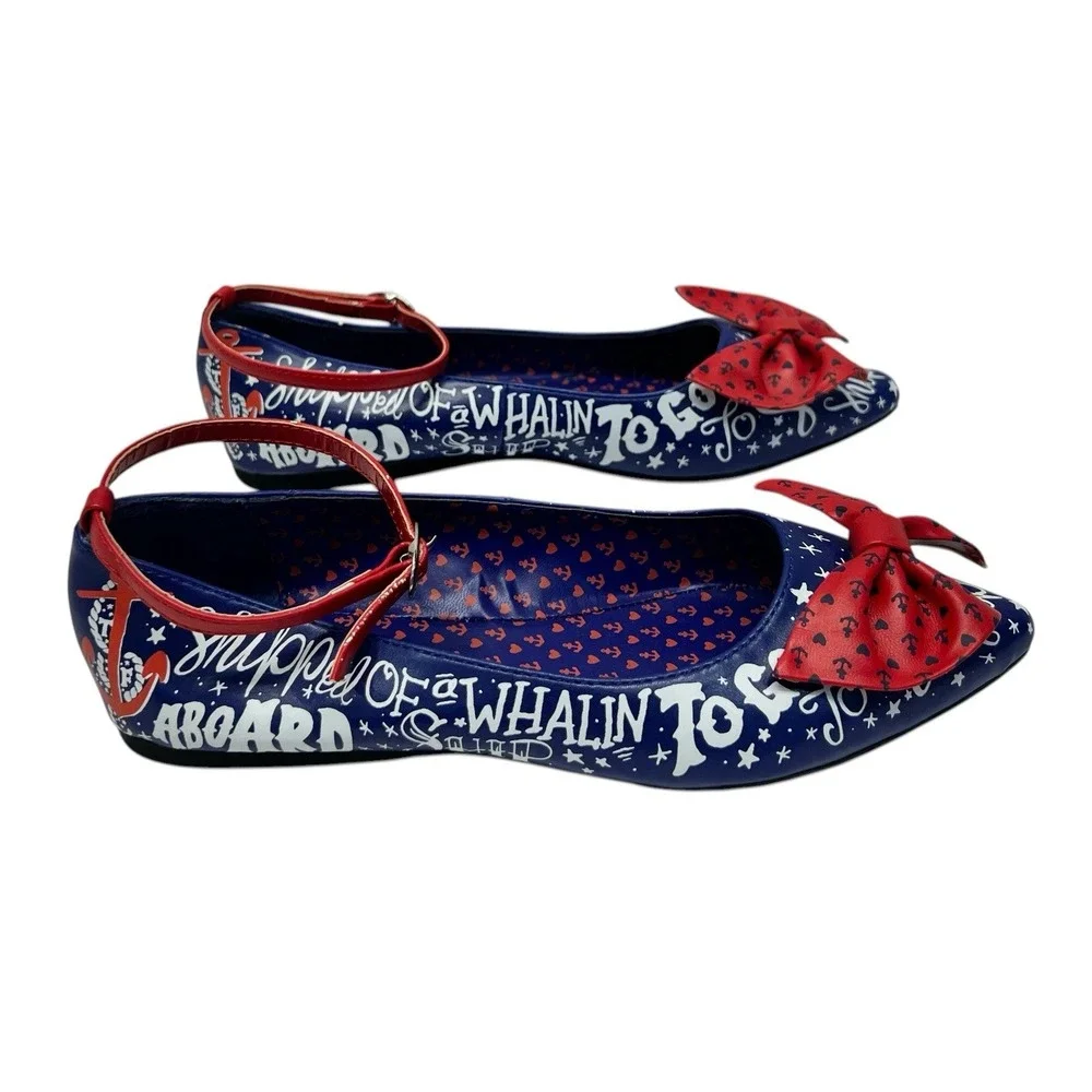 Too Fast shoes New Flats Sailor theme Red White and Blue Women Size 6  Excellent - Picture 7 of 14